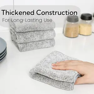 10 Counts Multifunction Thick Bamboo Charcoal Fiber Cleaning Cloth, Ultra Soft, Absorbent, Lint-Free, Reusable, Premium Kitchen & Dish Towels, Practical for Dishes Cleaning