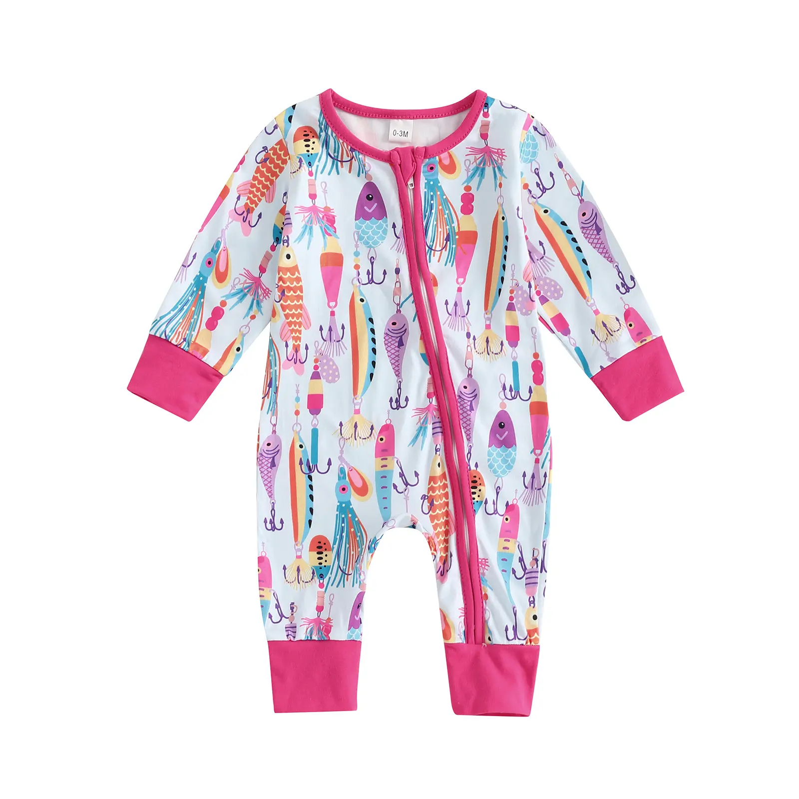 Baby Infant Fishing Outfit, Long Sleeve Romper Onesie Jumpsuit, Newborn Coming Home Fall Bodysuit for Boys & Girls