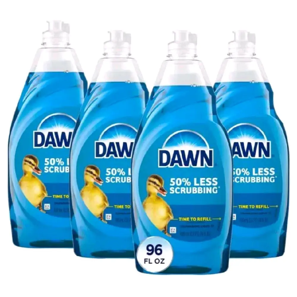 Dawn Ultra Dish Soap Original Dishwashing Liquid 96 FL OZ Bundle 4x24 Refill Bottles 50% Less Scrubbing Time to Refill