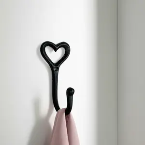 Heart Wall Hook, Black Cast Iron for Keys, Towels or Jewelry