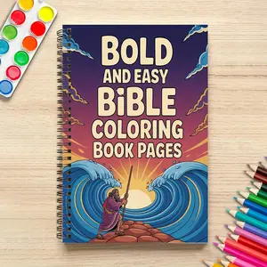 Bold and Easy Bible Coloring Book, Watercolor Painting Book, 30 Unique Designs, Premium Spiral Bound Art Book for Mindfulness and Relaxation, Ideal Gift for Teens, Men and Women