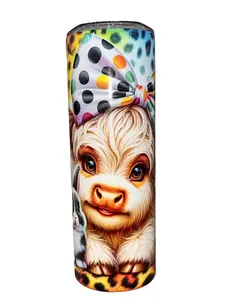 Paint Drip Polka Dot Baby Highland Cow - 20oz oz 20 oz. 20oz. Skinny Straight Sublimation Tumbler - Amy's Tumbler Junkies, Your Favorite Tumbler Shop!