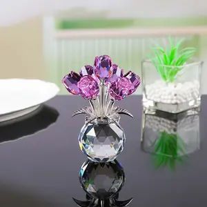 Luxury Crystal Flower Home Decor, Anime Theme Glass Statue, Festive Gift, Elegant Glass Bouquet, Perfect for Mother's Day, Valentine's Day, Christmas