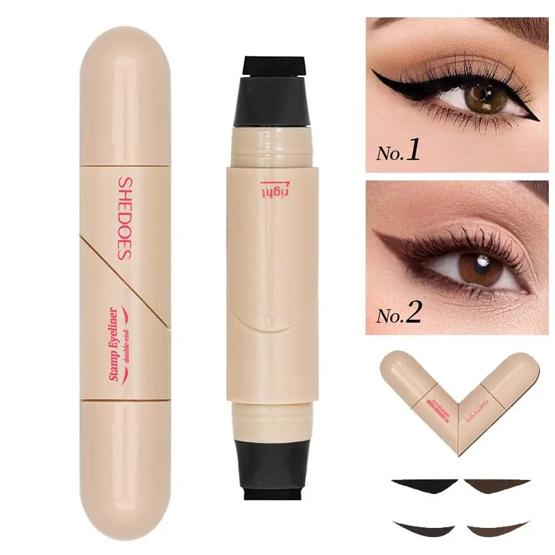 Rotating Eyeliner Stamp & Pen, Easy Application Waterproof Liner for Precise Wings, Daily and Professional Makeup