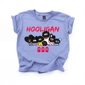 V2 Hooligan Shirt, Cute Kpop Gang Graphic Tee, Cartoon Character Aesthetic Gift for Fans