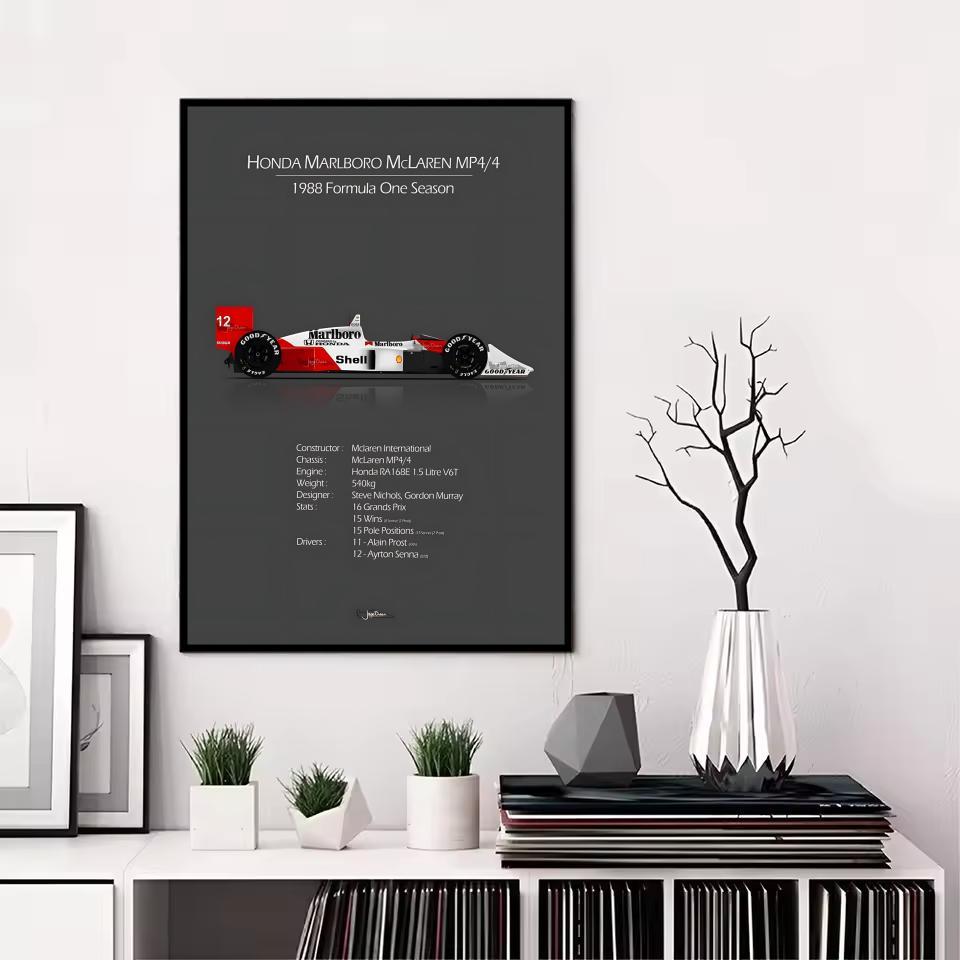 F1 A-Ayrton Senna Painting Calligraphy Canvas Poster: Crease Free Waterproof Durable All Space Wall Decor