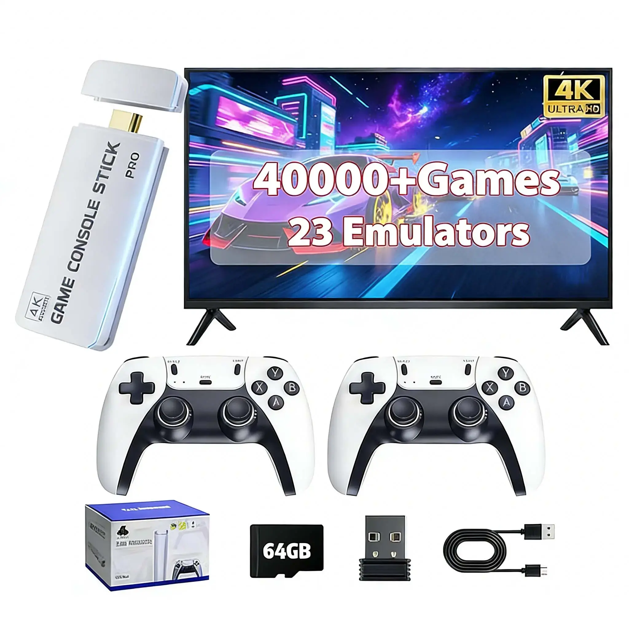 2026 Mass Games Themed Retro Portable Home Console - 40000+ Built-in Titles,23 Emulators,2 Wireless Controllers,128GB SD Card,Button Design,HDMI Port,Cable,SEO Stick Compatible - Gaming Stuff,Tools And Gadgets,Christmas,Teen Boy Gift For Kids & Adults ZBL