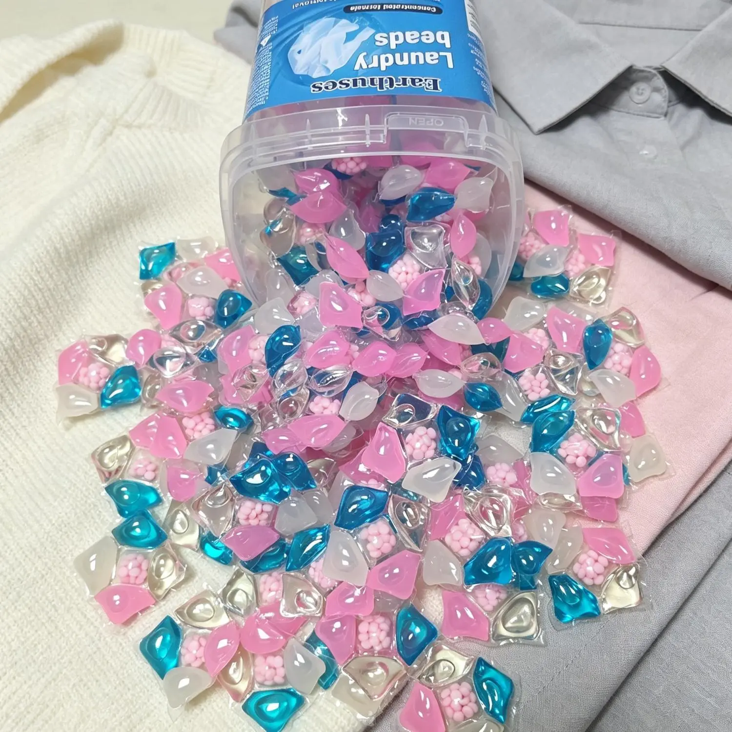 5-in-1 Concentrated Laundry Beads (300g Pack) - Household All-Purpose Cleaner, Deep Stain Remover, Fabric Softener, Anti-Static, Low-Foam Easy Rinse, Long-Lasting Fresh Scent