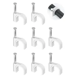 Clips 100 count 8mm  in Clips for Round Ethernet Cables Wall Clips  Tacks Electrical Wire TV  Speaker Wire Coax Clips  Nails for Cords Cat5/Cat5e/Cat6/Cat7 RJ45 Cord Clips