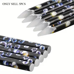 5 Pcs Rhinestone Picker Pen - Soft Wax Pen for Precise Nail Gem Application, Multi-Functional Dotting Pen for Nail Art, Artificial Diamond Painting Tool - Essential Accessories for Nail Beauty Enthusiasts
