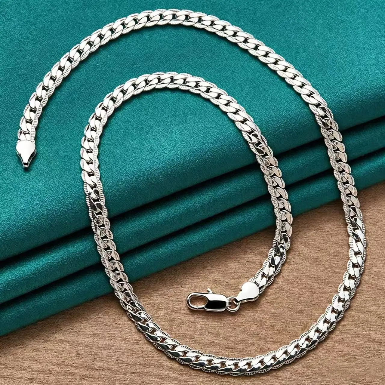 5MM Textured Rope Chain Necklace in 20/22/24 Inch | Silver Plated Twisted Link | Minimalist Punk Streetwear Jewelry for Men & Women