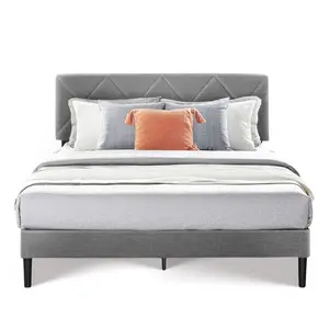 Mellow Olena Upholstered Platform Bed Frame with Diamond Tufted Headboard, Queen
