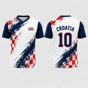 Croatia Soccer Jersey, White Navy Red Croatian Pride Sports Shirt, Number Football Style Jersey, Gift for Men Women