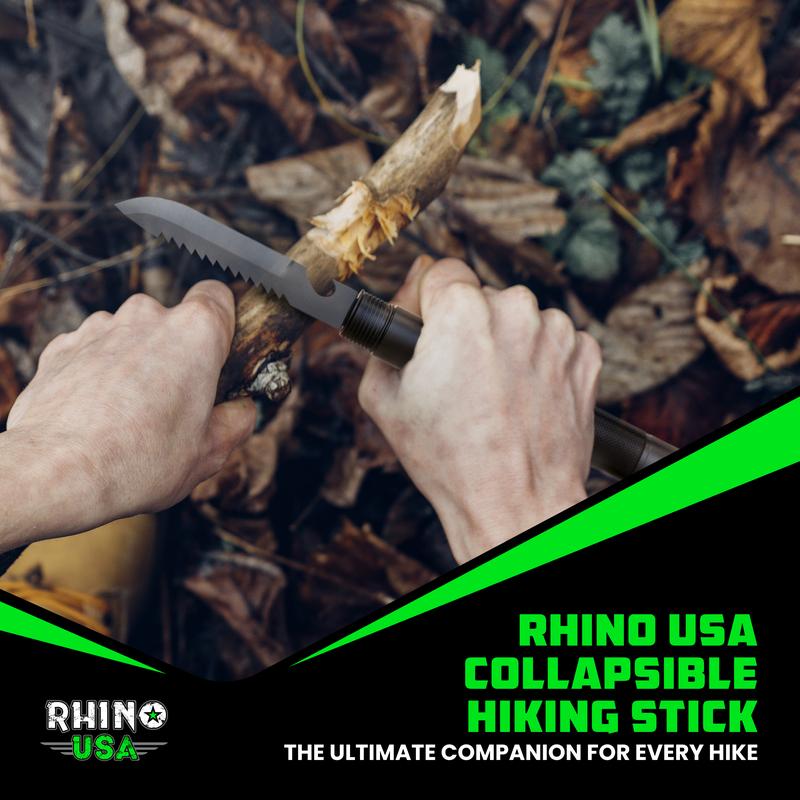 Rhino USA Hiking Stick  – Essential Camping Gear for Hiking & Trekking – Durable Walking Stick for Outdoor Adventures, Travel Accessories