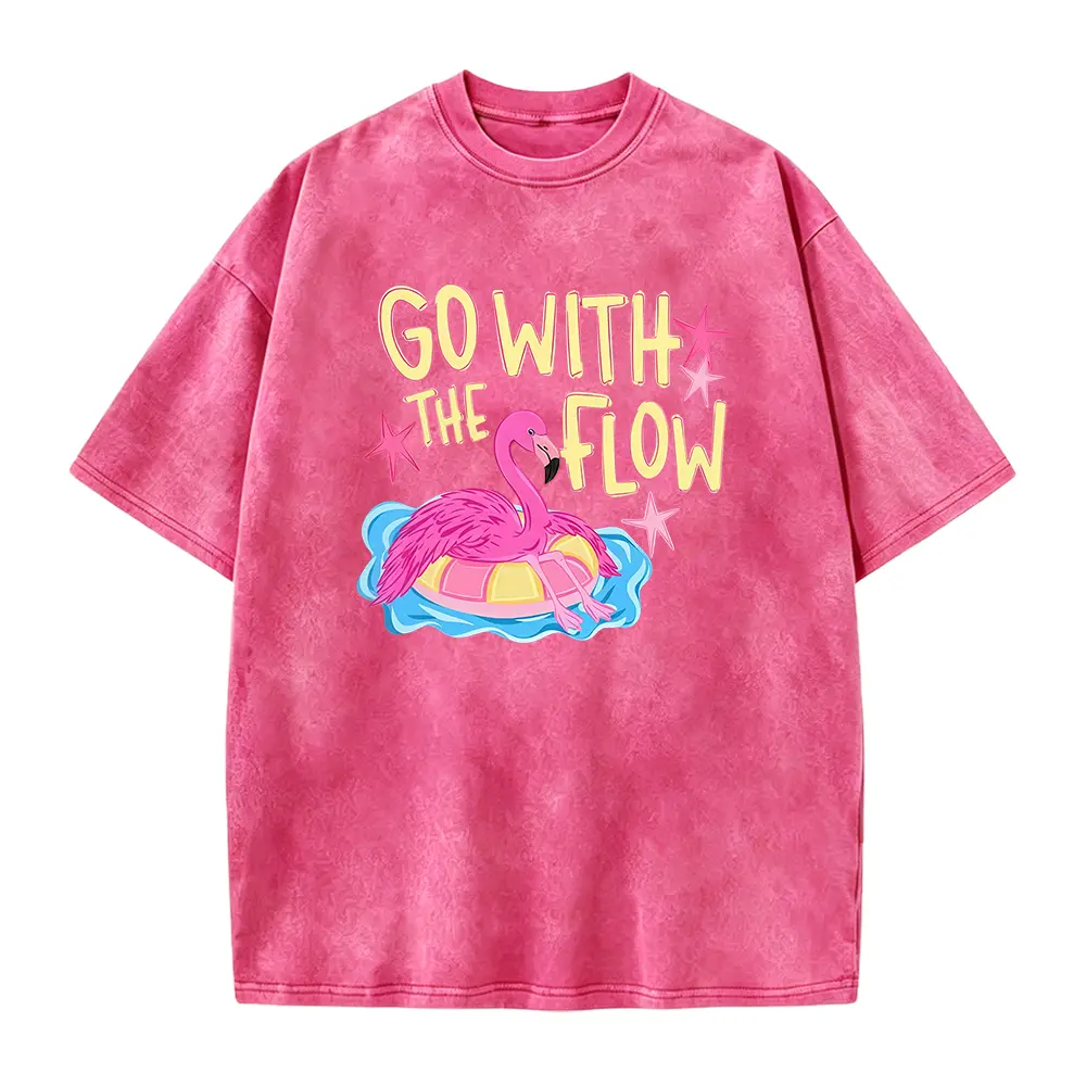 Go With The Flow Summer Shirt | Flamingo Pool Summer Tshirt Tee Shirt | Pool Days Lake River Coastal Beach Vacation Shirt