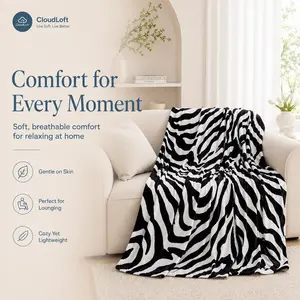 【Father 's Day Gift】60x80 Inches Luxurious Zebra Print Throw Blanket for Sofa - Soft, Warm Flannel, All-Season Comfort - Ideal Cozy Gift