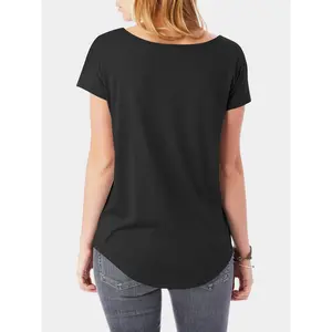 Womens Scoop Neck Longline Tee Round Bottom T Short Sleeve Modal Shirts