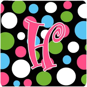 Carolines Treasures  Monogram - Polkadots And Pink Foam Coasters - Set 4- Initial Letter H