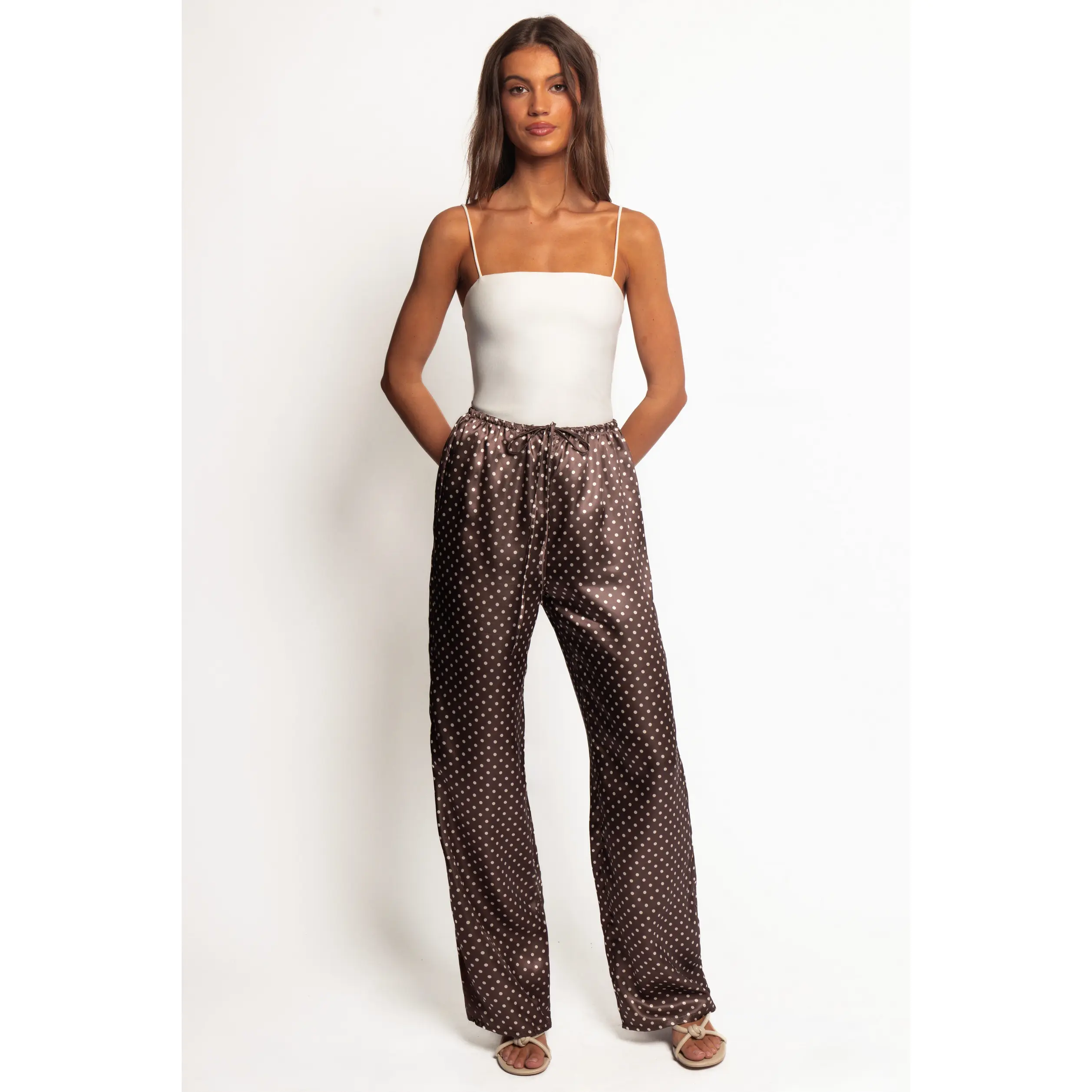 Alima Pants - Brown Polka Dot