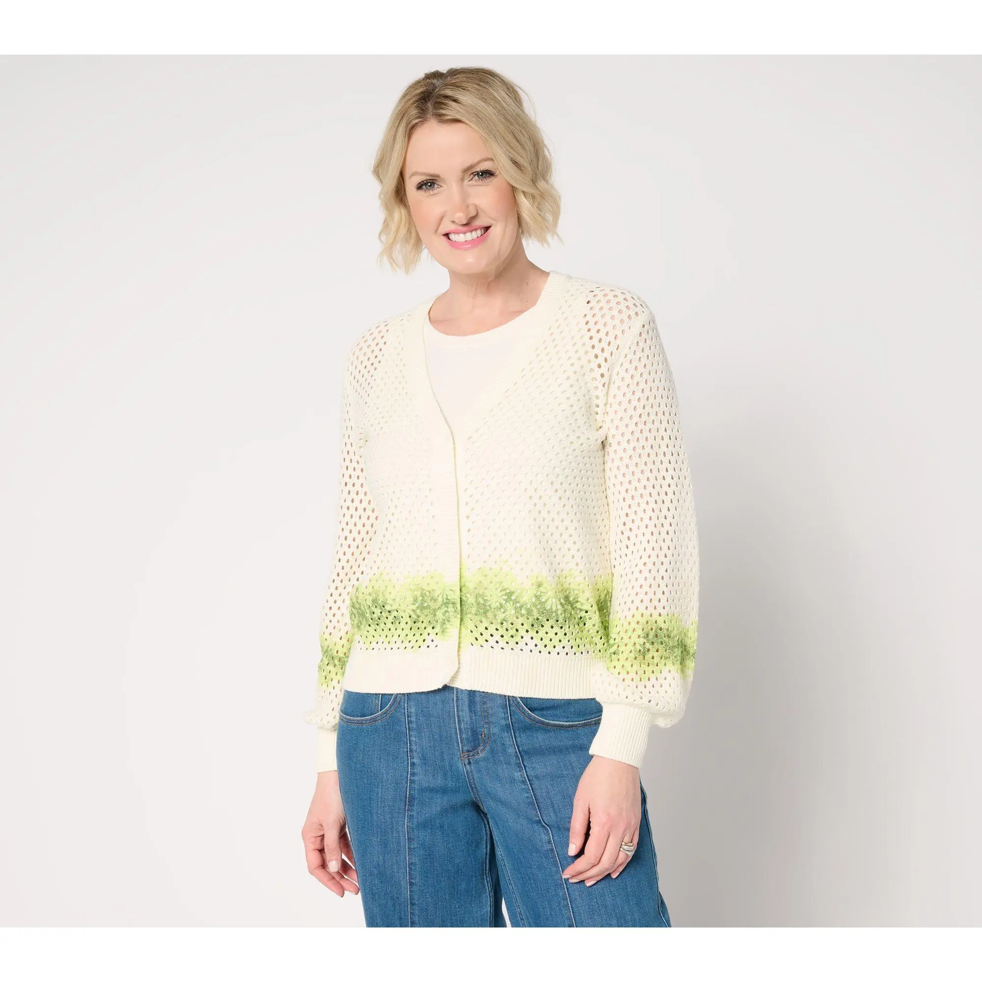 Peace Love World 100% Cotton Open-Stitch Cardigan