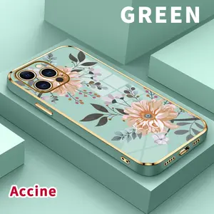 Electroplated TPU Phone Case for iPhone 15 Pro Max 16 14 Plus 13 12 11 Floral Elegance Harmony Pattern Classic Straight Design Scratch Resistant Softcase