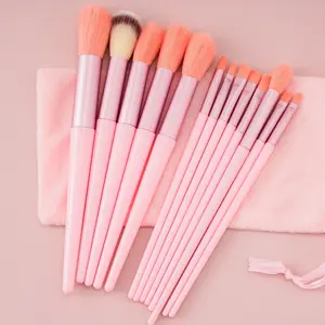 13-Piece Soft and Fluffy Makeup Brush Set - Face Makeup Brush Professional Tools for Foundation, Powder Puffs, Eyeshadow, and Blending. Pink Brushes Suitable for All Skin Types Are Beauty Essentials, Perfect for Parties and Everyday Use.