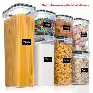 7-Piece Kitchen Sealed Storage Jars, Sealable Container, Cereal & Grain Containers, Reusable Food Boxes, Clear Plastic Containers, Odor-Free, Freezer Safe, Transparent Design, Sealed Jar Set