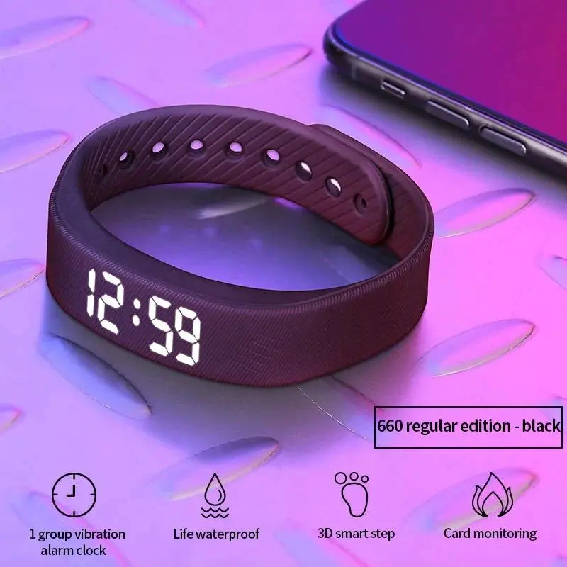 High Quality Unisex Adult Orange Wearable Tech Smart Bracelet - LED Digital, USB Port, Vibration Alarm Clock Reminder, 24-Hour Sleep Monitoring, Pedometer, Calorie Tracker, Computer Sync, Rechargeable Design, Casual, Wired