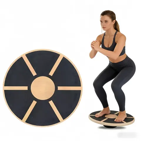 Wooden Anti-Skid Balance Board - Durable 360-Degree Rotation Home Fitness Equipment with Adjustable Incline for Core Training, Customized Stretching, Physical Therapy, Enhances Calf Flexibility, Boosts Strength, Portable