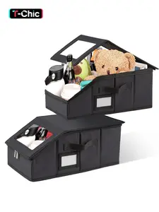 2pcs Car Organizer, Car Backseat Organizer for kids, Car Organizer with Divide, Folding Car Trunk Organizer, Travel Accessories Collapsible Small Car Seat Storage Caddy，Back Seat Car Organizer, Neatly Organize Items While Traveling