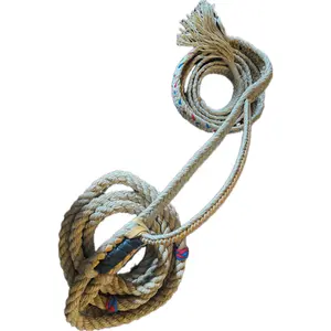 Tan Poly Pro Bull Rope 9x5 LH 7/8" x 1" Economy Starter Rodeo Rope with 16' Full Lace Hard Handle Texture American Style 7/8" x 1" Soft 12" Base Length 2.5" Handle Rider No Warranty