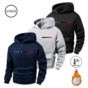 Men's Etterprinted Pullove Fleece Lined Hoodie Thick Spring Casual Hoodies Sweatshirt Fallfreshness Outdoorfun fleece-lined hoodie jacket Long Sleeve Menswear
