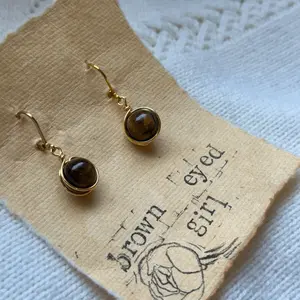 Brown Eyed Girl, Brown Eyes, Tigers Eye, Earrings, Handmade Earrings, Handstamped, Gifts for her, Earlobe, accessories, Jewelry, Ear Jewelry