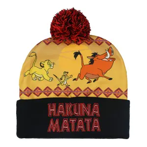 Disney The Lion King Beanie Hakuna Matata Sublimation Fleece Knit Cuffed Winter Hat