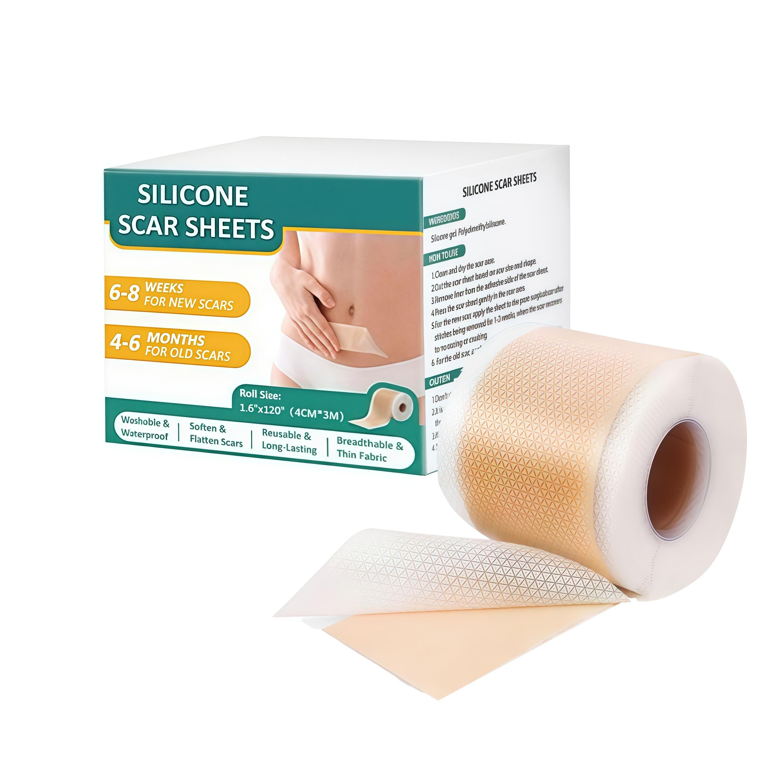 Silicone Scar Sheets, Silicone Scar Tape(1.6”x 60” Roll-1.5M), Silicone Scar Strips, Waterproof Silicone Strips, Patches for Scar Healing and Removal Scar Removal Sheets for Surgical Scars, Keloid, C-Section, Burn et