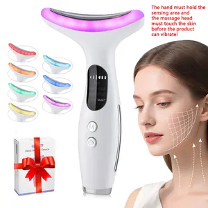 Neck Massager Electric Neck Face Massager Beauty Device, 7 Modes Facial Skincare Tool, Women Gift, Lithium Ion Battery, Facial Beauty Instrument