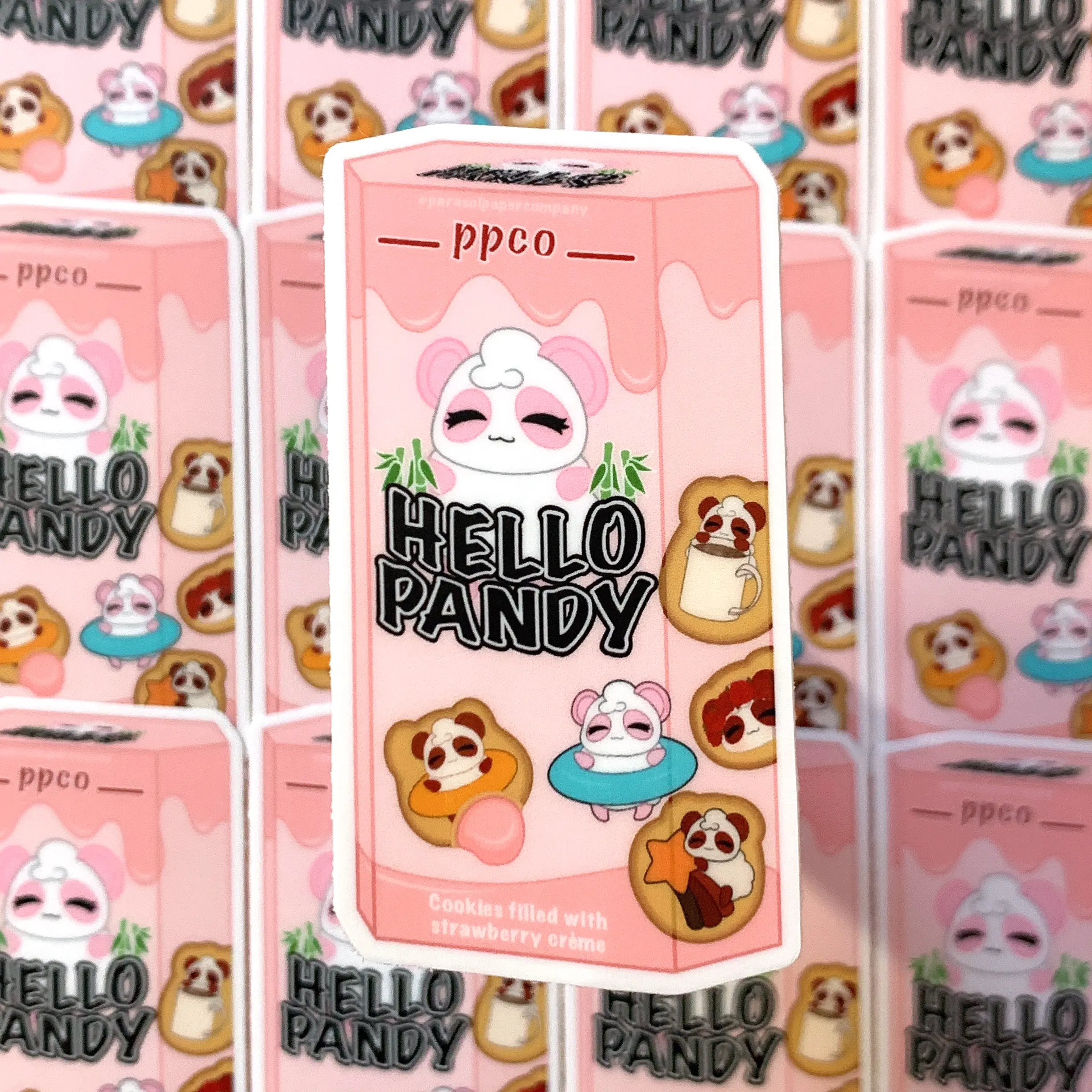 Parasol Paper WATERPROOF Hello Pandy Strawberry Hello Panda UV Resistant Vinyl Sticker Decal