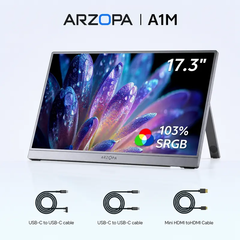 ARZOPA 16.1''/17.3'' 60Hz Portable Monitor| 103% sRGB FHD 1080P