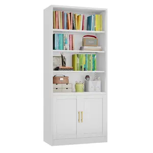 71" H Tall Metal Bookcases and Bookshelves with 2 Doors and Adjustable Shelves,Tall Storage Cabinet Industrial Bookshelf 6-Tier Open Display Shelf,Decor Furniture for Living Room, Bedroom