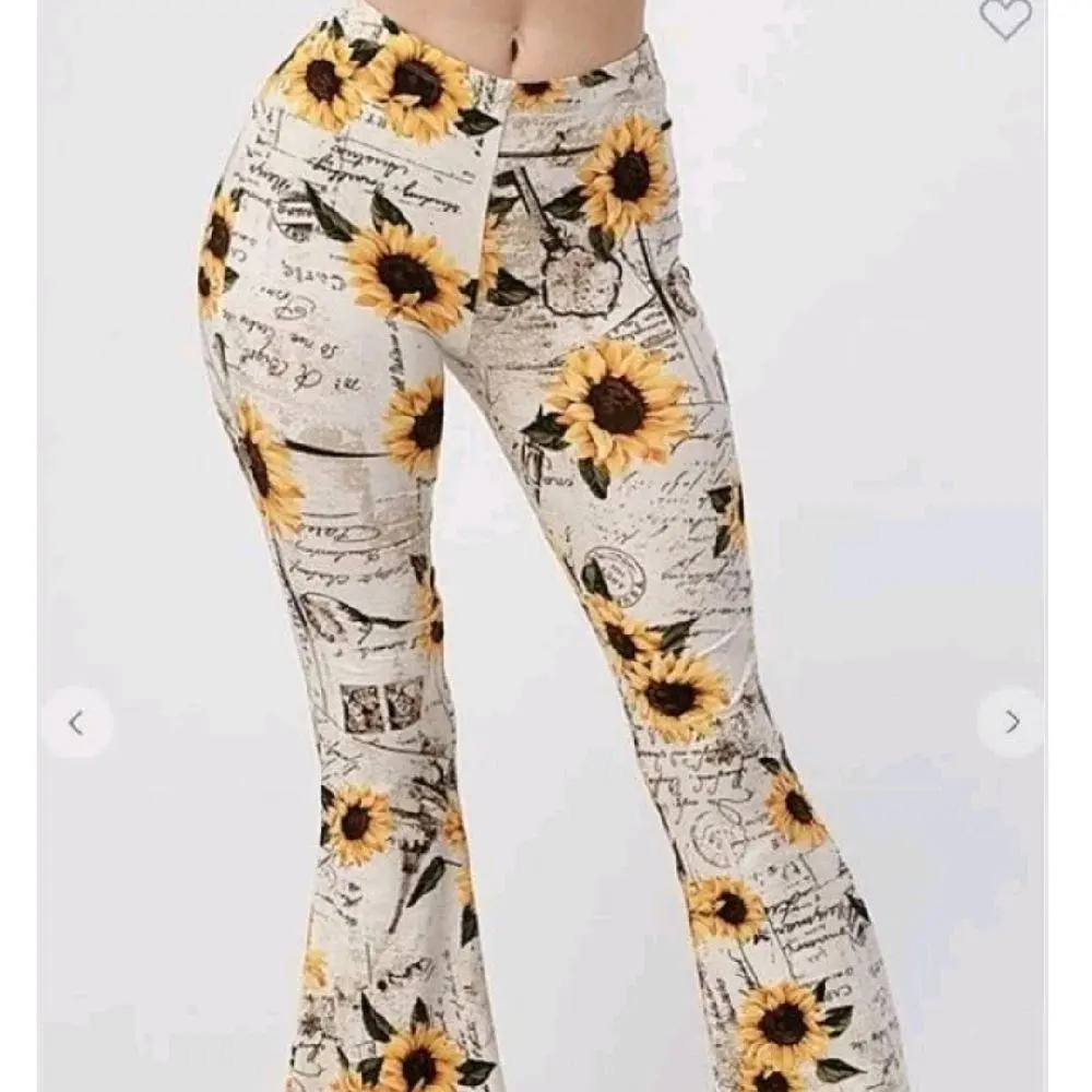 Sunflower print pants