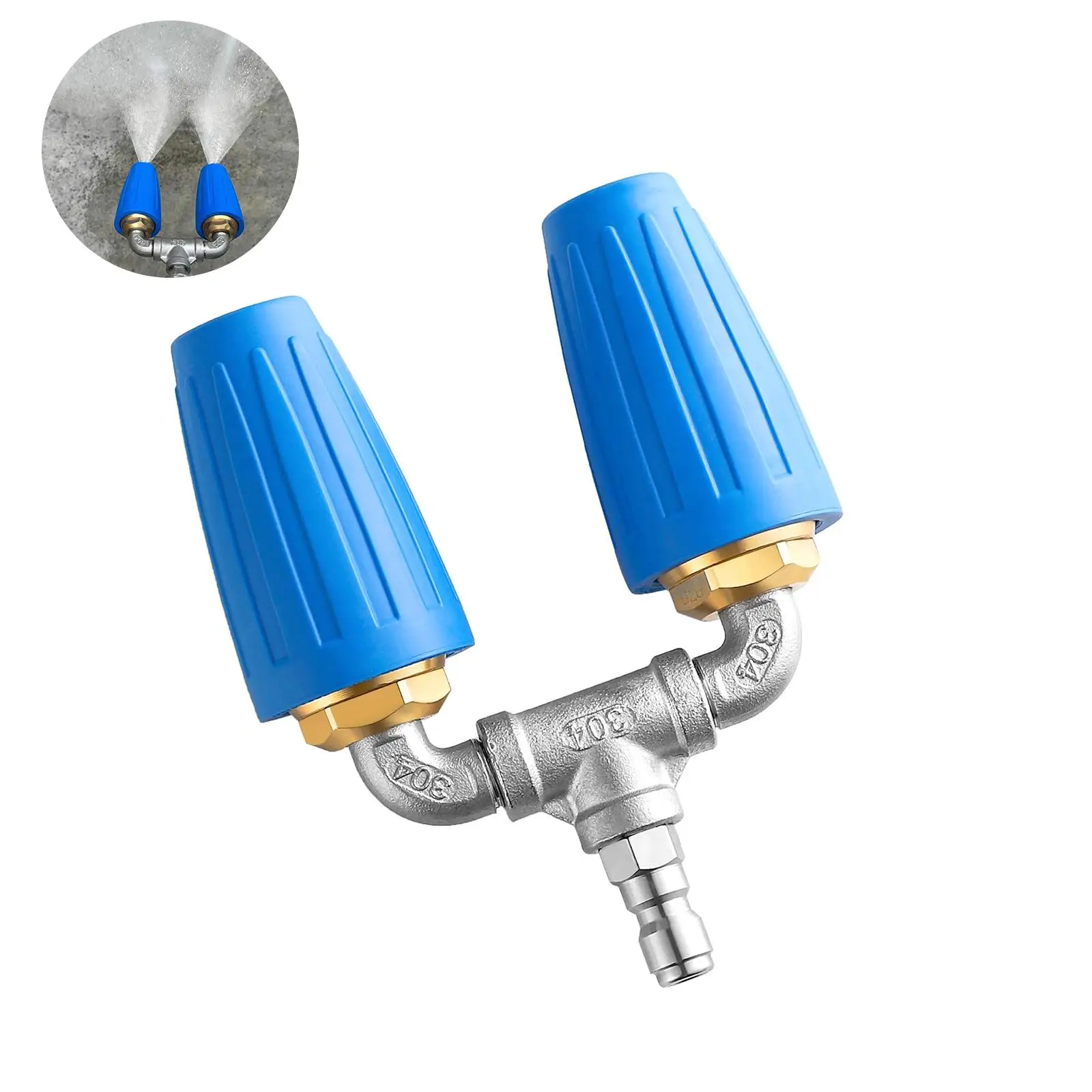 Car High Pressure Water Sprayer Nozzle, High Pressure Washer Nozzle with Stainless Steel Hose Connector, High Pressure Water Sprayer Rotating Nozzle T