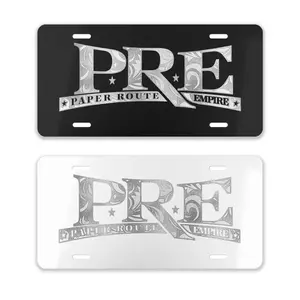 2 Styles PRE Paper Route Empire Vanity License Plate, Young Dolph Music Label Front Tag, Hip Hop Car Accessory, Gift for Rap Fans, Made in USA, 12x6 Metal Plate, Memphis Rap Decor, Custom Novelty Plate