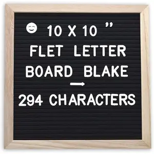 Felt Letter Board with 294 Letters Numbers & Symbols,  of School Board, 10x10 Inches, Changeable Message Board with Wooden Frame Wall Mount Hook (Black)
