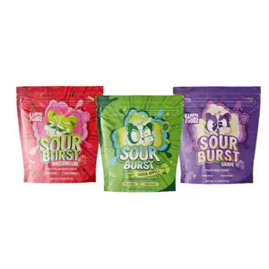 Kanpai Sour Burst 2.5oz Sweet & Sour - Green Apple, Grape, & Watermelon Flavor Chewy Fruit Bonbon Candy Snack