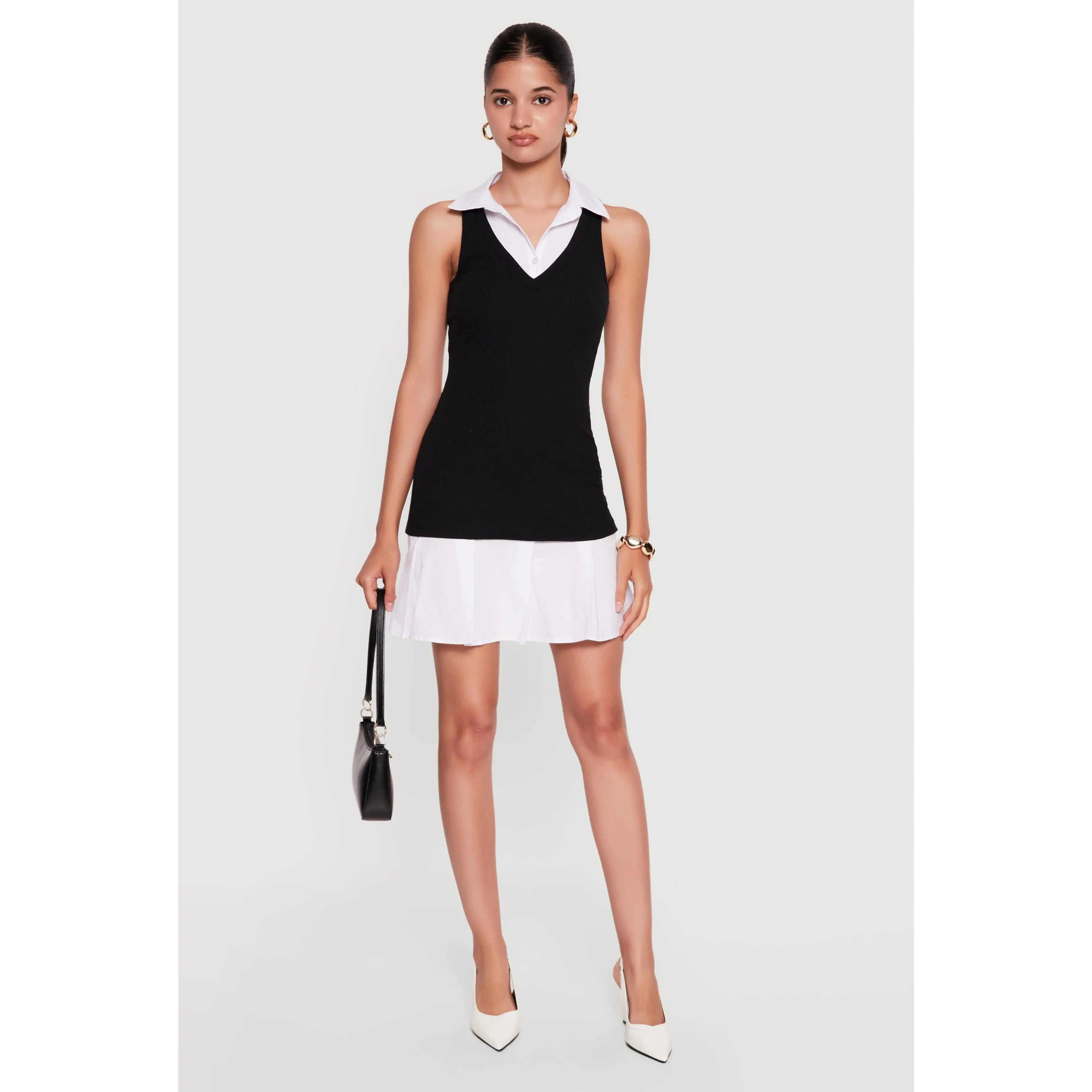 Almost Famous Layered Look Racerback Shirt Dress