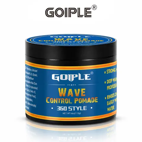 Goiple Strong Hold Wave Pomade - Black Hair Haircare & Styling Product, 360 Waves Texture Defining Styler, Hydrating, Easy-Wash, No-Buildup Curl Defining Cream & Gel