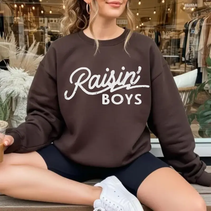 Sweatshirt Raising Boys Boy Mom Mama T-shirt, Trendy 90s TShirt For Cool Mom, Vintage Mom T-Shirt, Mothers Day Gift For Mom, Oversized T-Shirt, Women Favorite Top, For Woman, Womenswear's Top