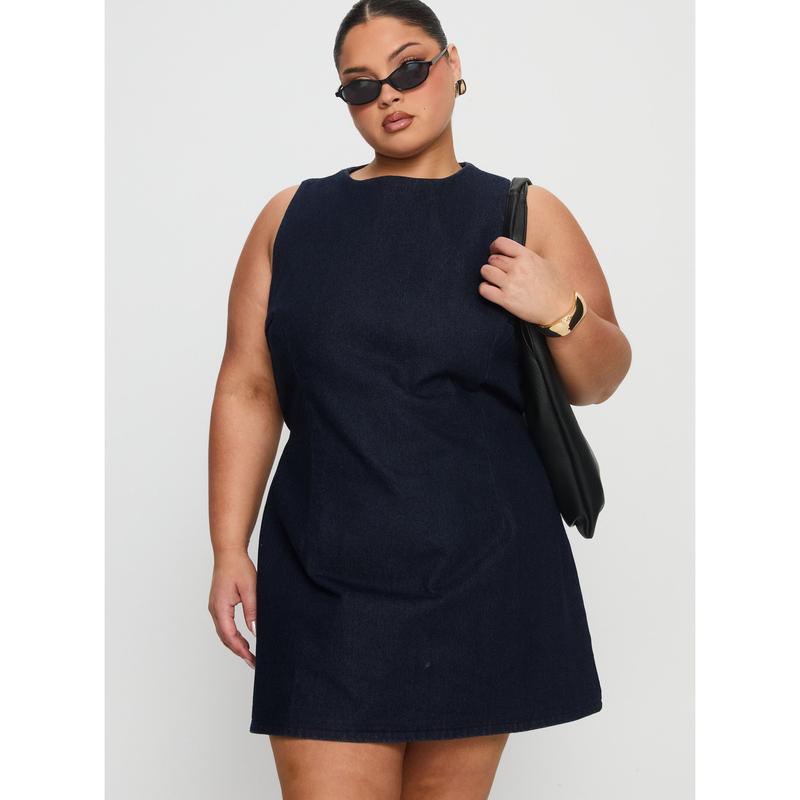 Ainsleigh Shift Denim Playsuit Dark Wash Curve
