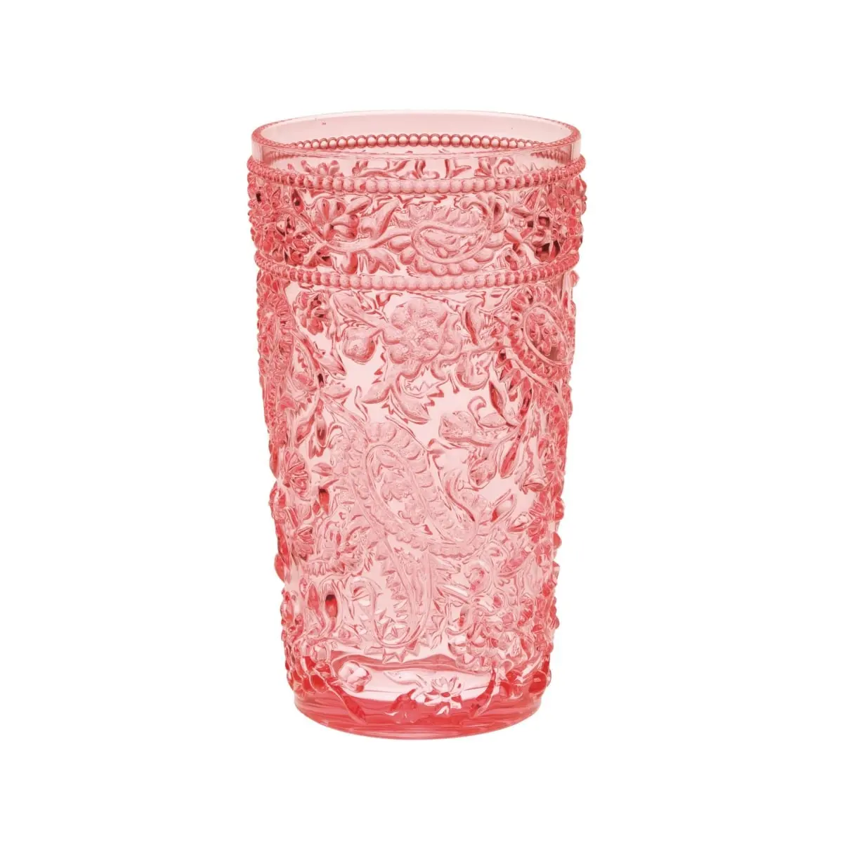 Paisley Acrylic Stemless Highball Glass, Pink - Set of 4