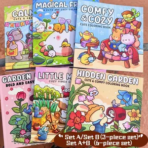 Cute Coloring Books Set, 3/6 Pieces, Rich Patterns, Enjoy Drawing Process, Stress Relief Art, Perfect for Daily Leisure & Holiday Gifts
